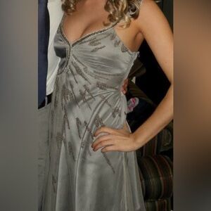 Karen Millen Silver and Gold Embroidered Beaded Dress